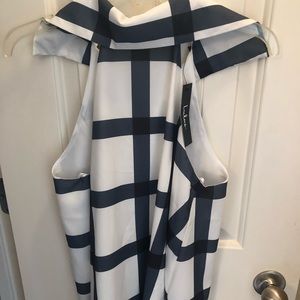 Halter blue and white top